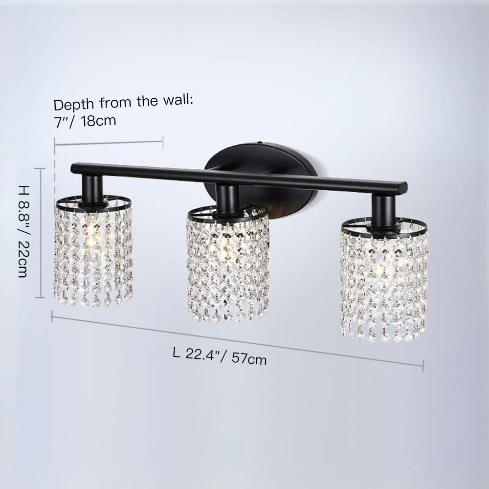 3 - Light Black Crystal Vanity Light--SIZE | Feyran
