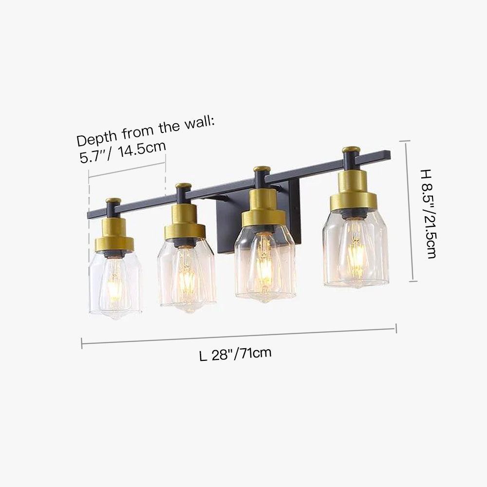 4-Light Black and Gold Glass Vanity Light---size | Feyran