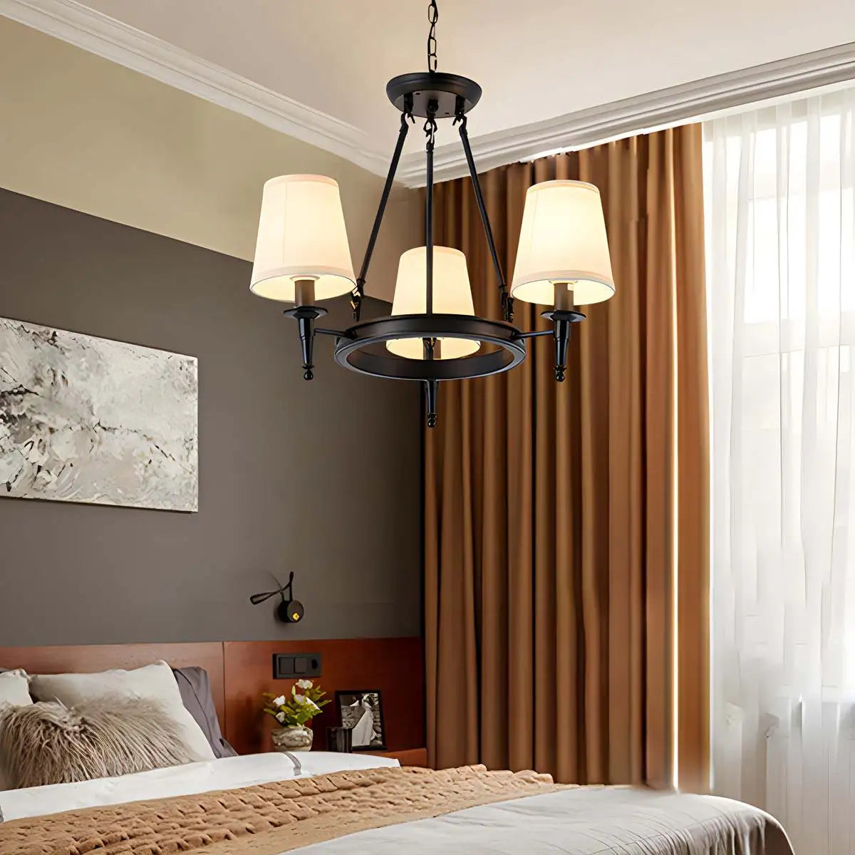 Feyran Vintage Ring Metal Fabric Chandelier