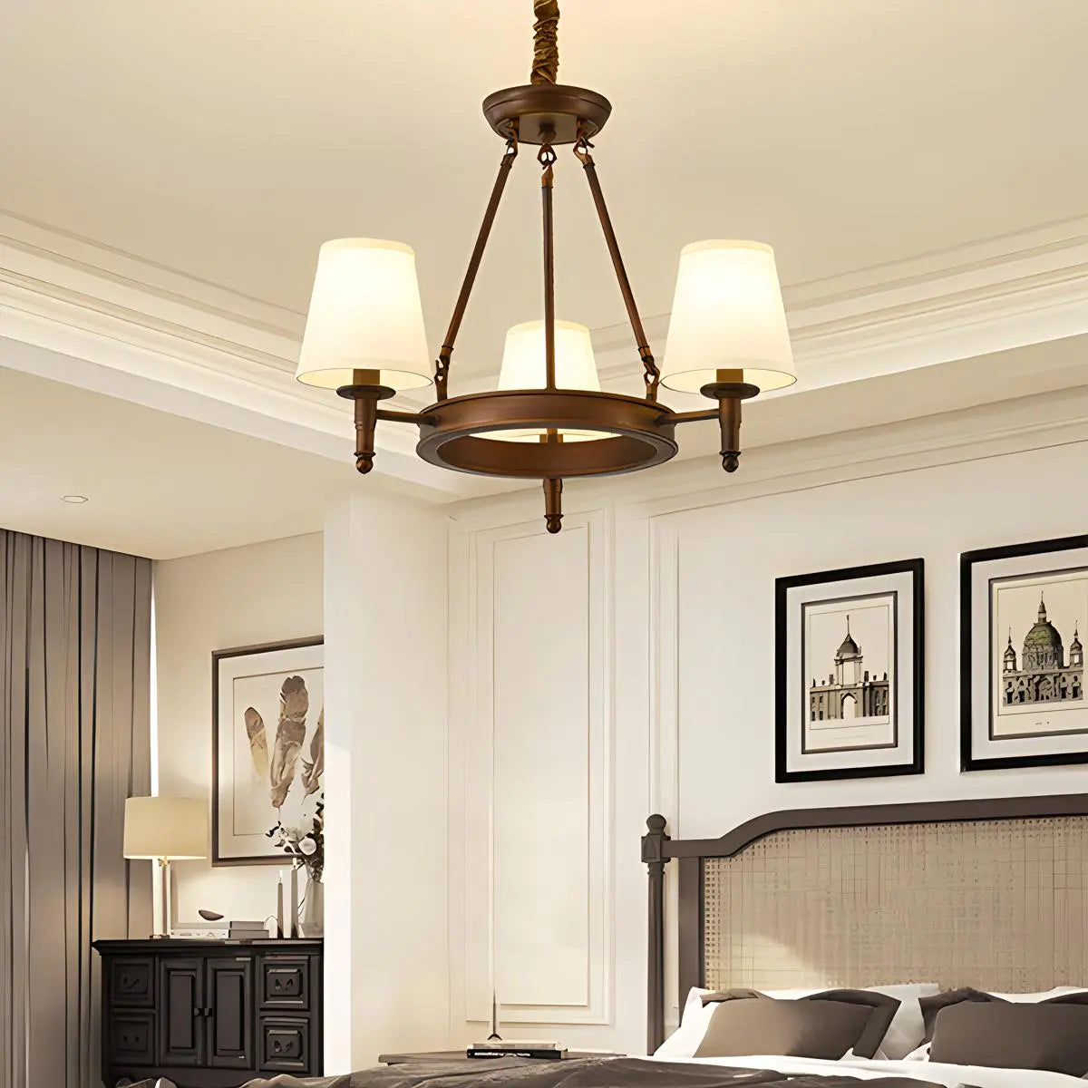 Feyran Vintage Ring Metal Fabric Chandelier