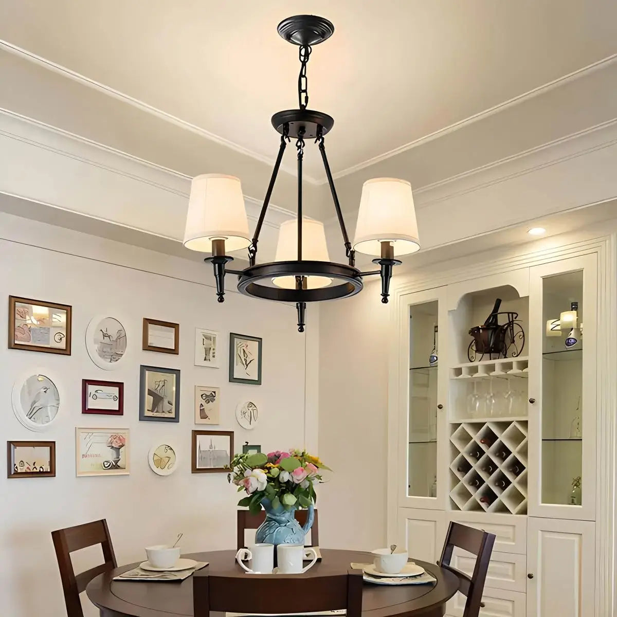 Feyran Vintage Ring Metal Fabric Chandelier