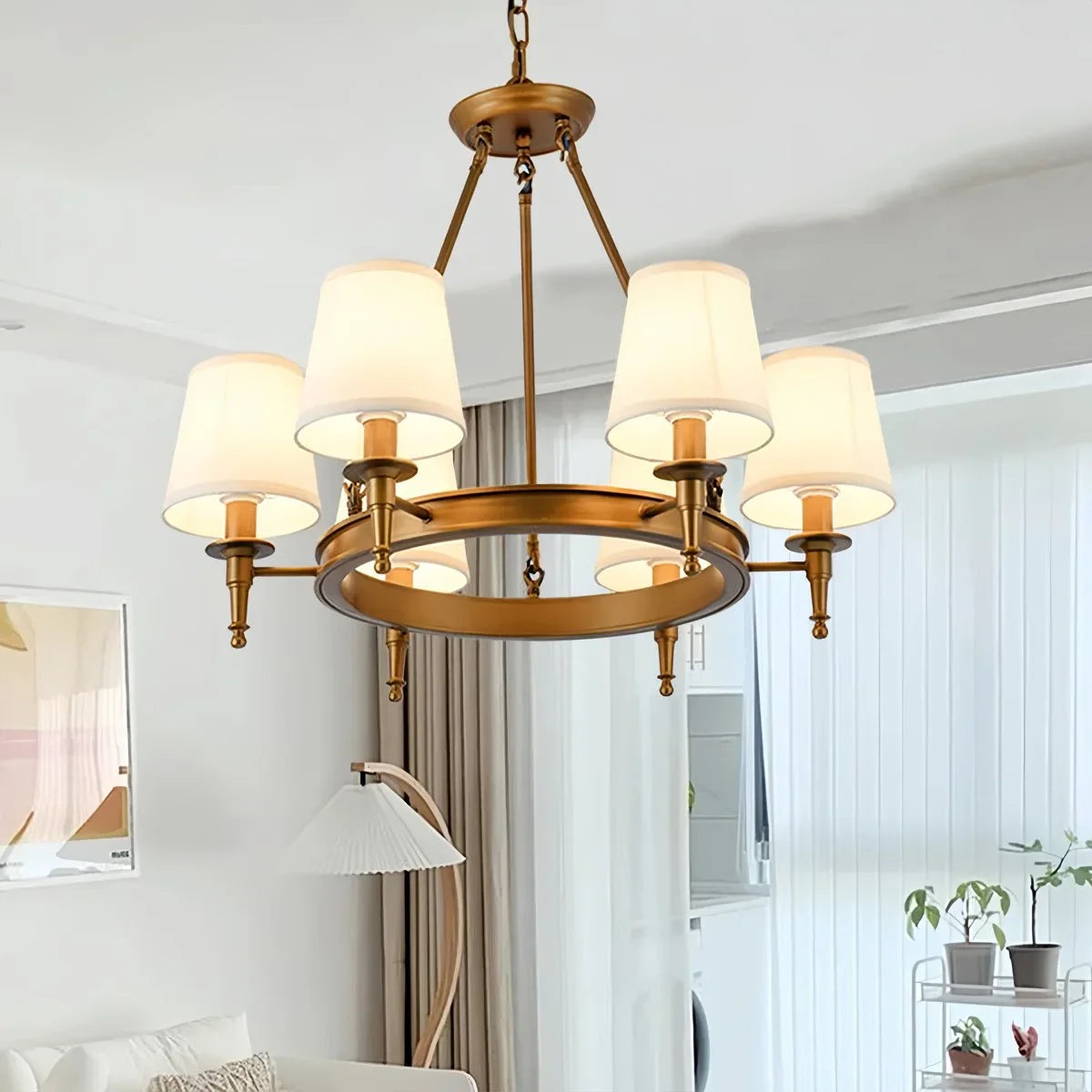 Feyran Vintage Ring Metal Fabric Chandelier