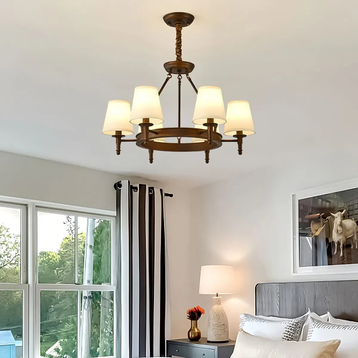 Feyran Vintage Ring Metal Fabric Chandelier