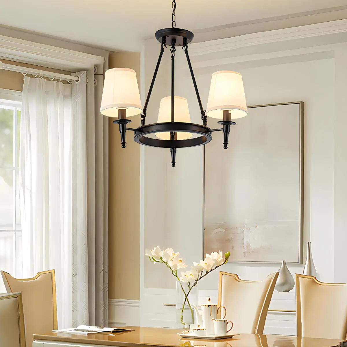 Feyran Vintage Ring Metal Fabric Chandelier
