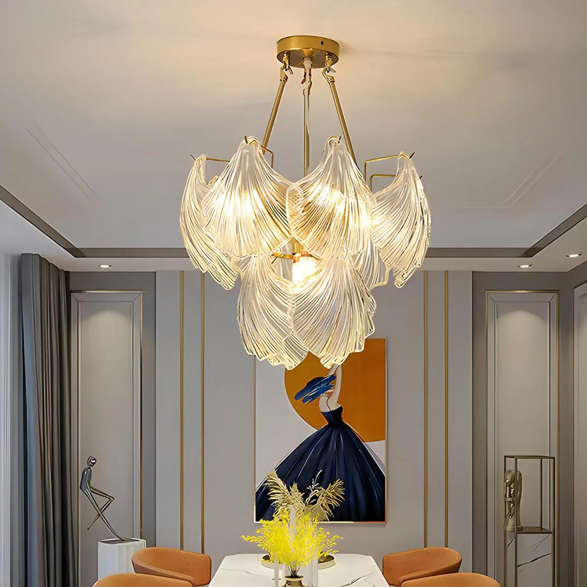 Feyran Vintage Rowan Glass Shell Chandelier