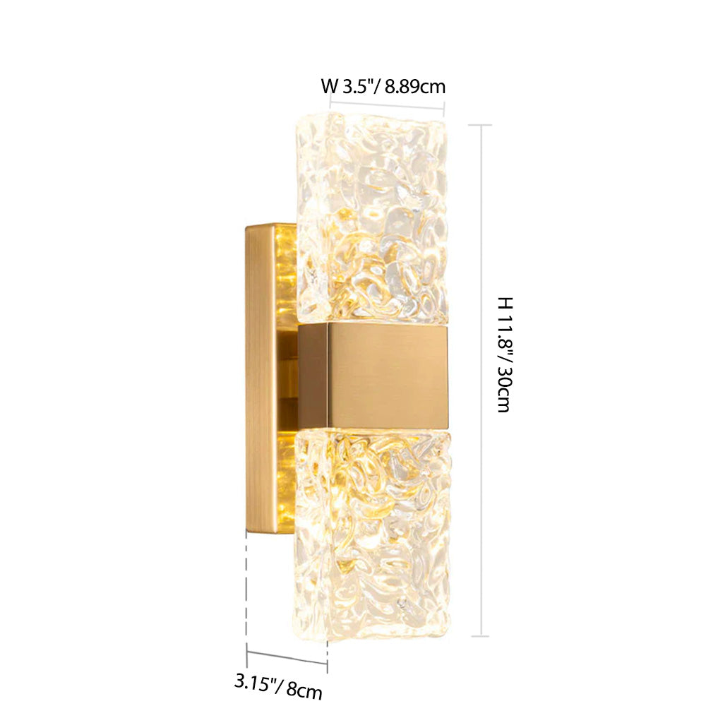 Gold Ripple Crystal Wall Sconce---size | Feyran