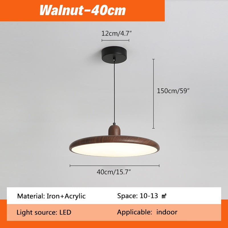 Feyran Retro Walnut Color Round UFO Pendant Light
