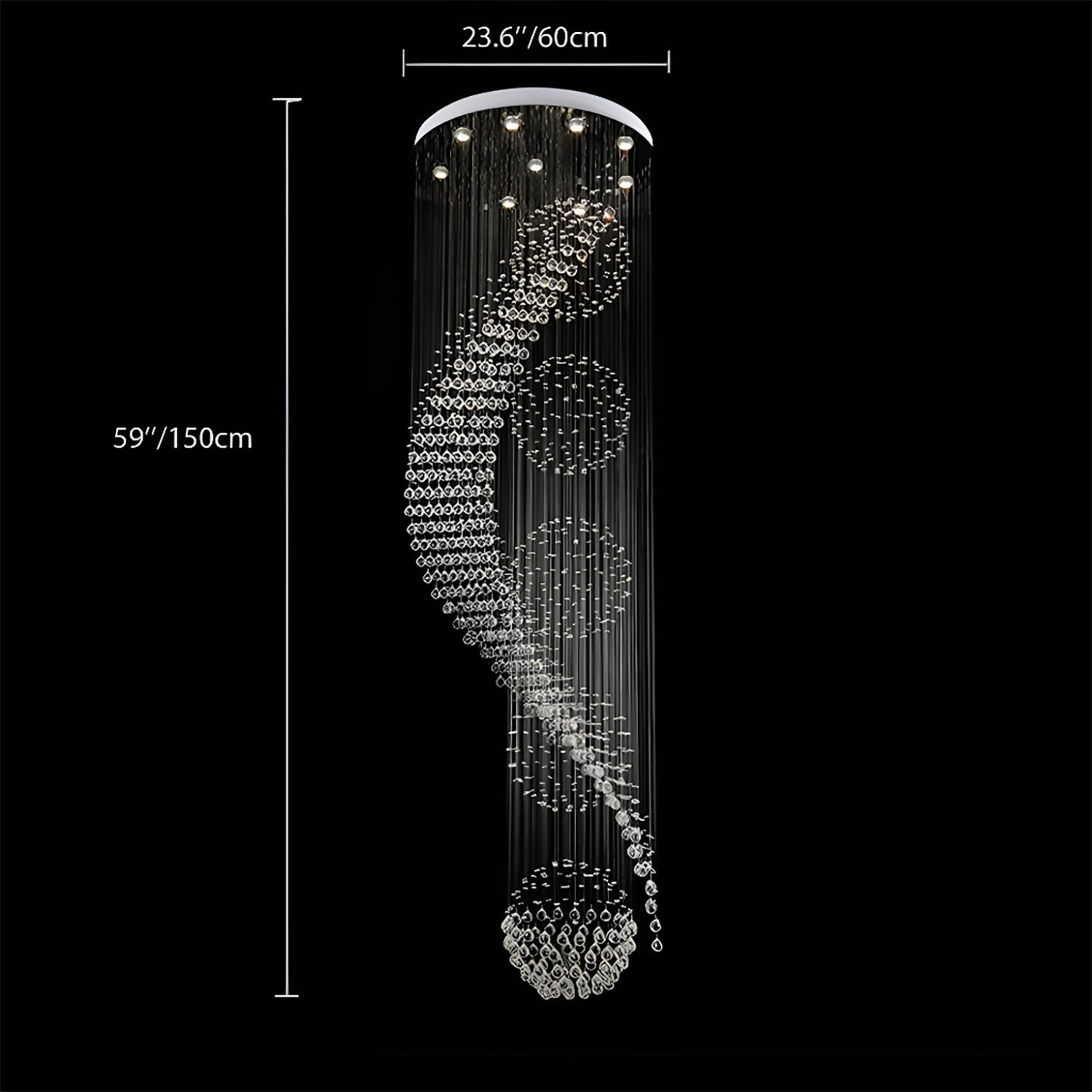 Wave-Shaped-Spiral-Raindrop-Crystal-Chandelier-dimensions60CM | Feyran