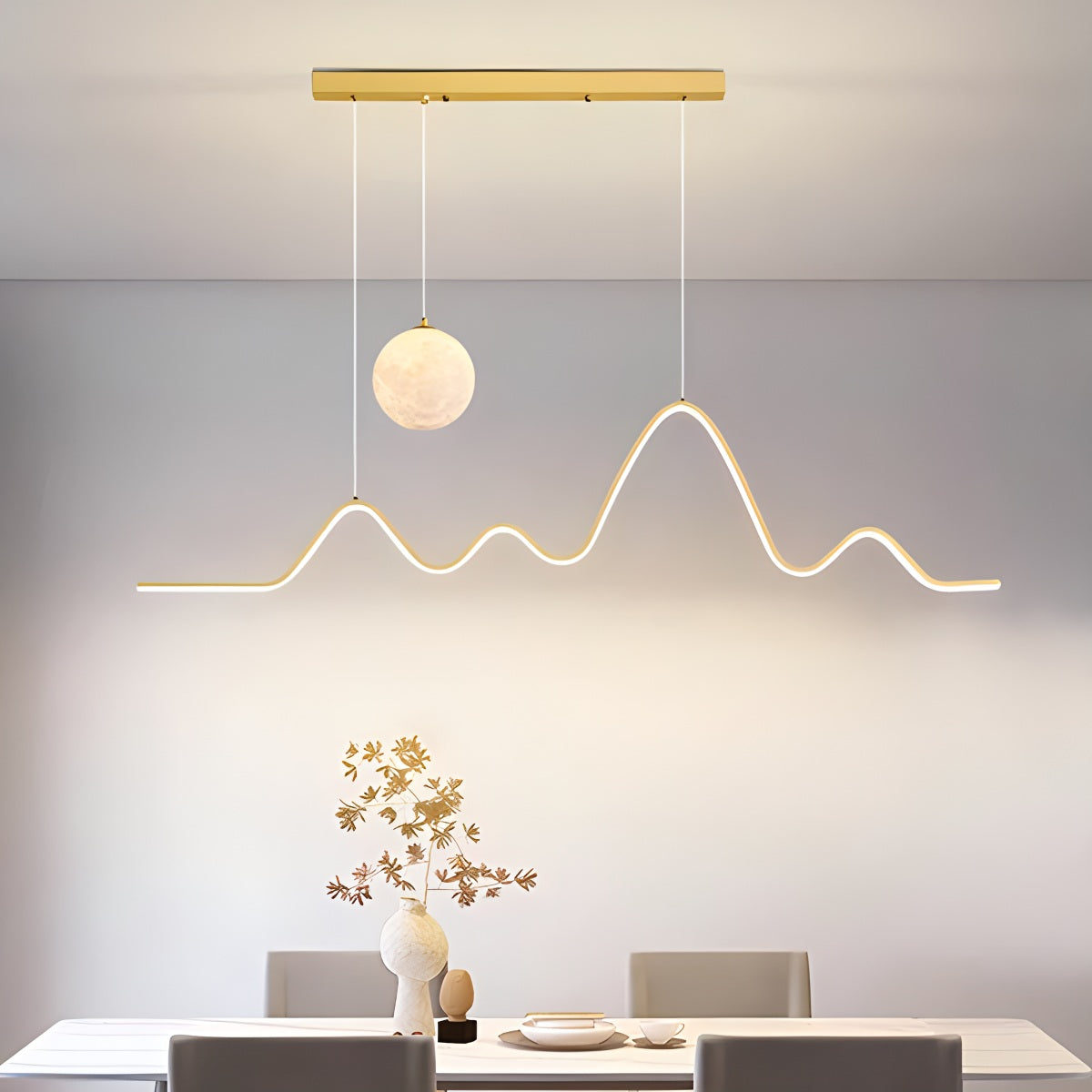 Feyran Louise Minimalist Wavy Pendant Light for Dining Room