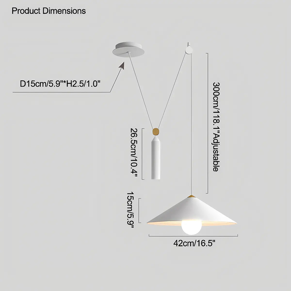 Feyran Cone Counterweight Pulley Swag Pendant Lamp