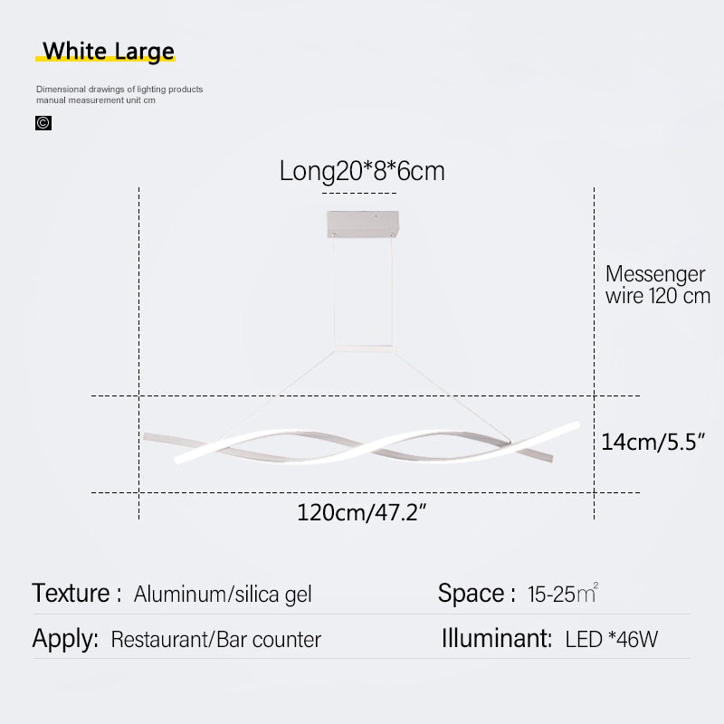 Feyran LED Linear Wave Chandelier for Dining Room