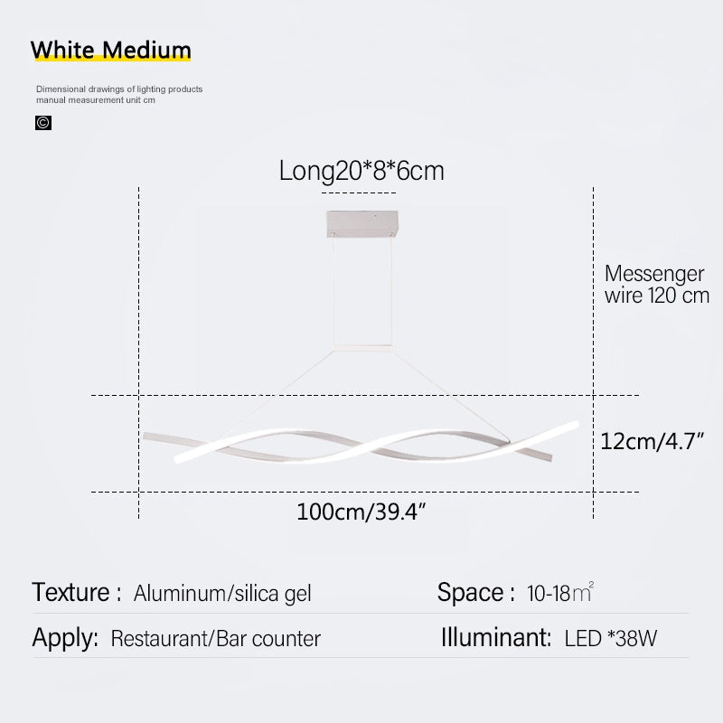 Feyran LED Linear Wave Chandelier for Dining Room