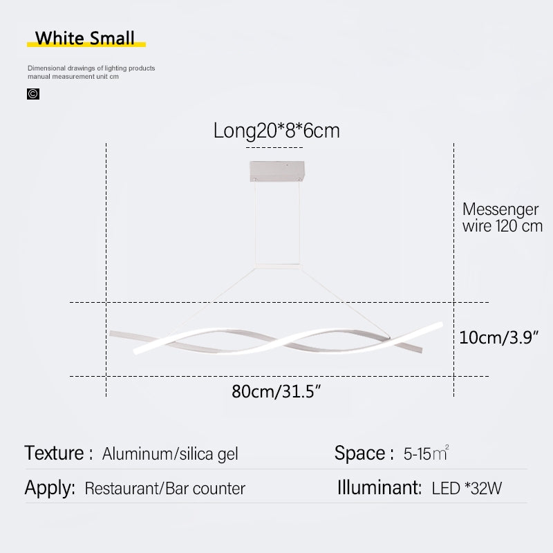 Feyran LED Linear Wave Chandelier for Dining Room