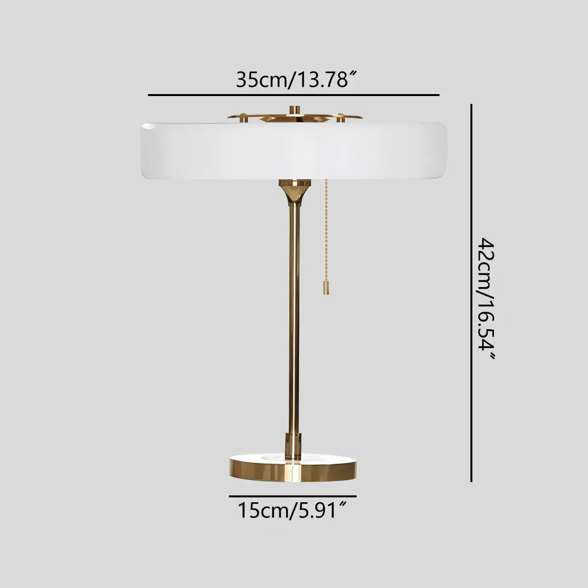 Feyran Mid-Century Round Table Lamp with Pull Chain