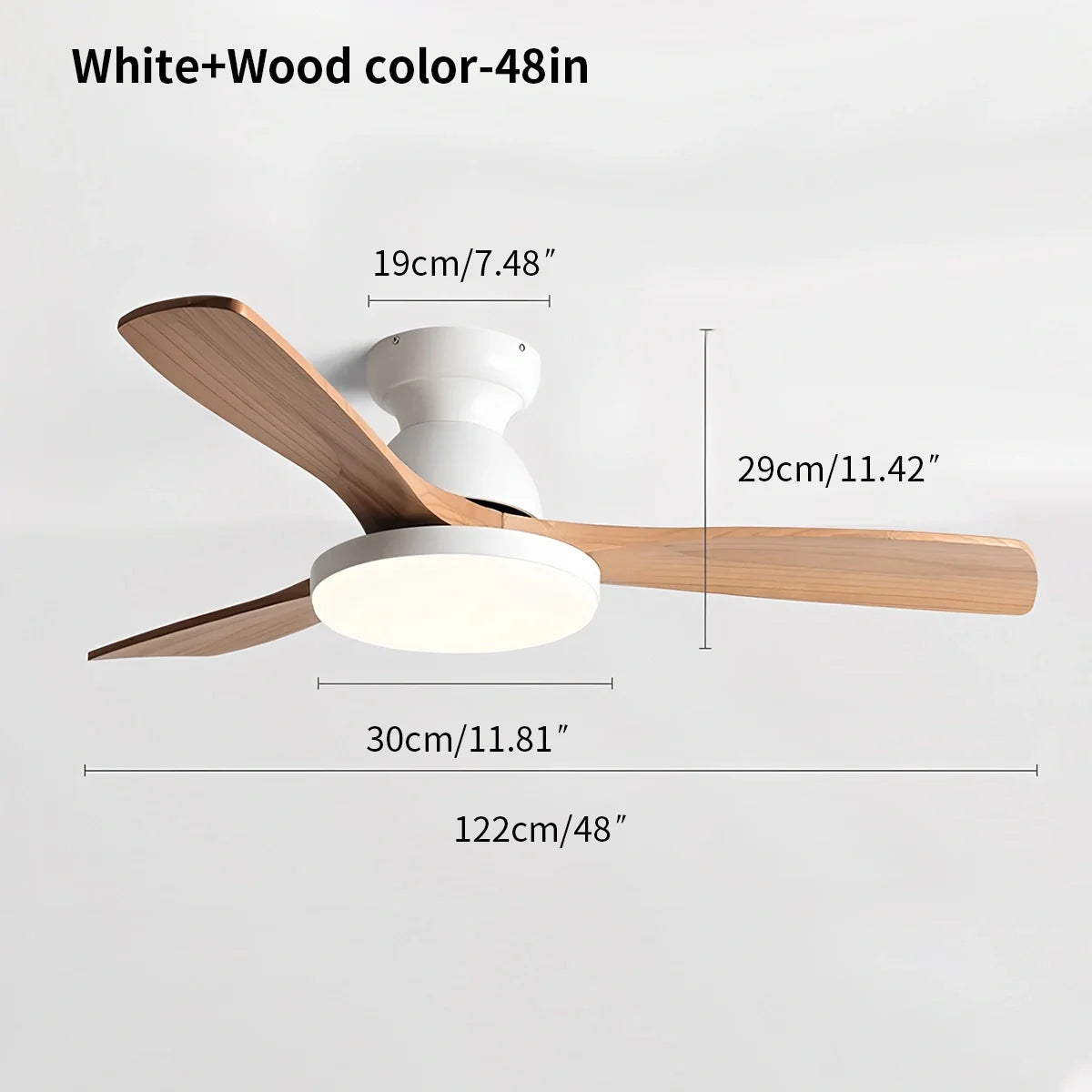 Feyran Vintage 3-leaf Solid Wood Ceiling Fan Lamp