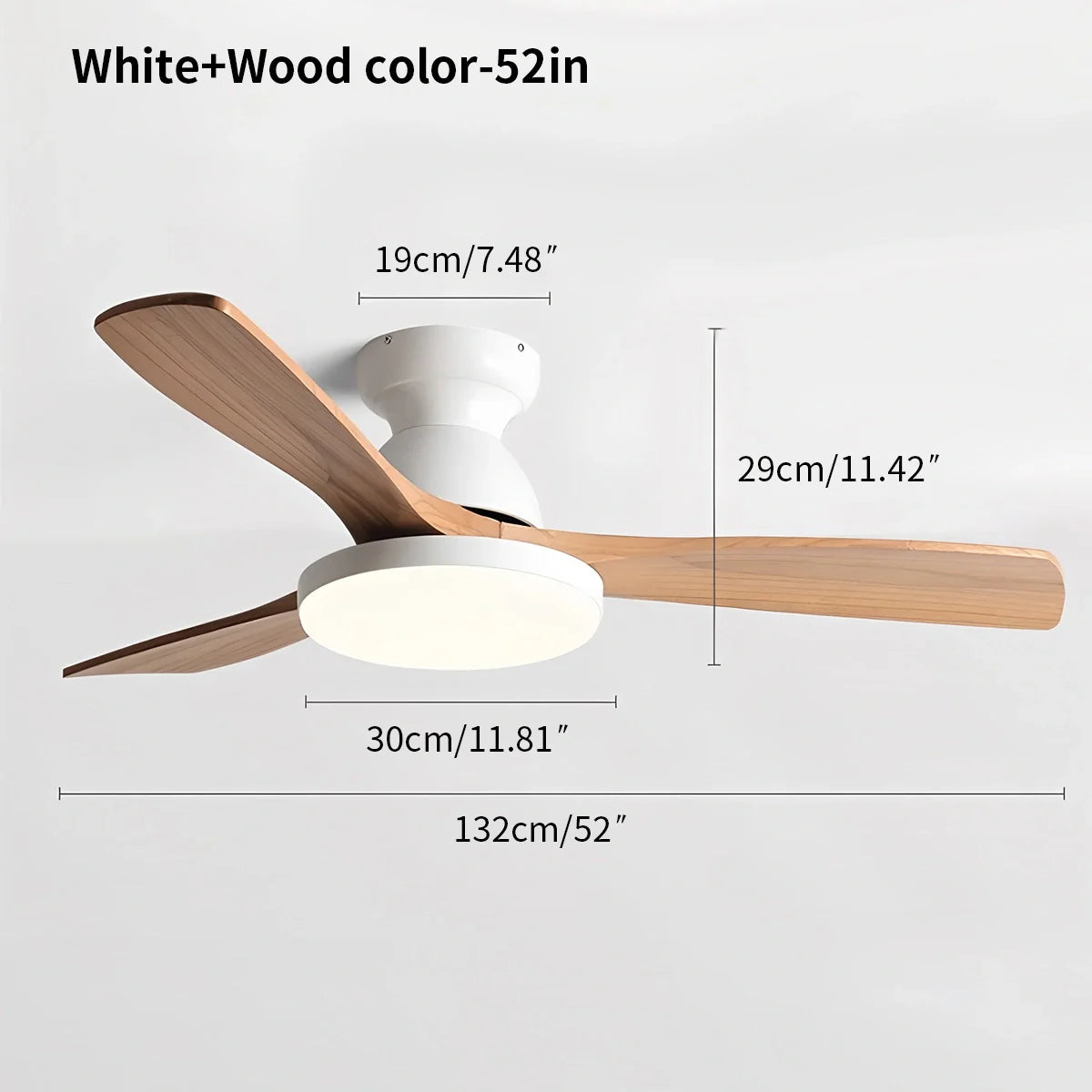 Feyran Vintage 3-leaf Solid Wood Ceiling Fan Lamp