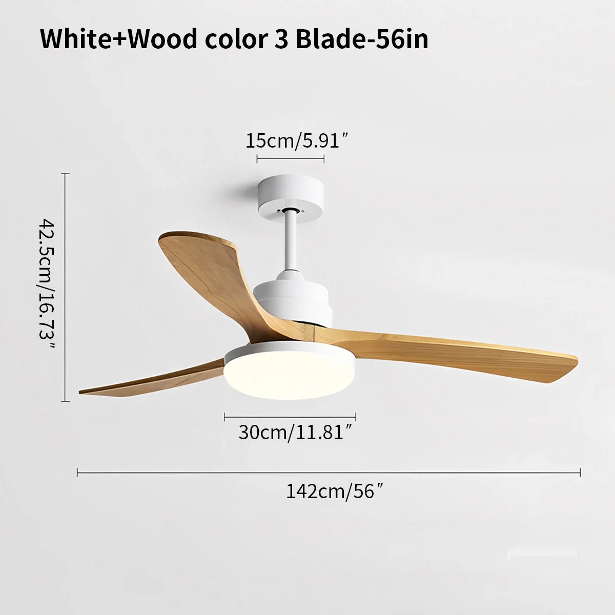 Feyran High Wind Solid Wood Ceiling Fan Light