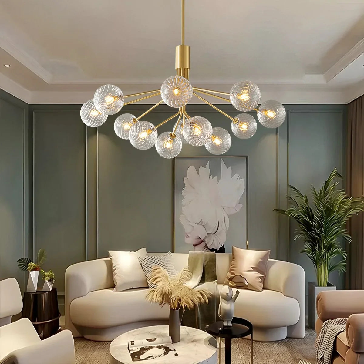 Feyran All Copper Magic Bean Glass Chandelier