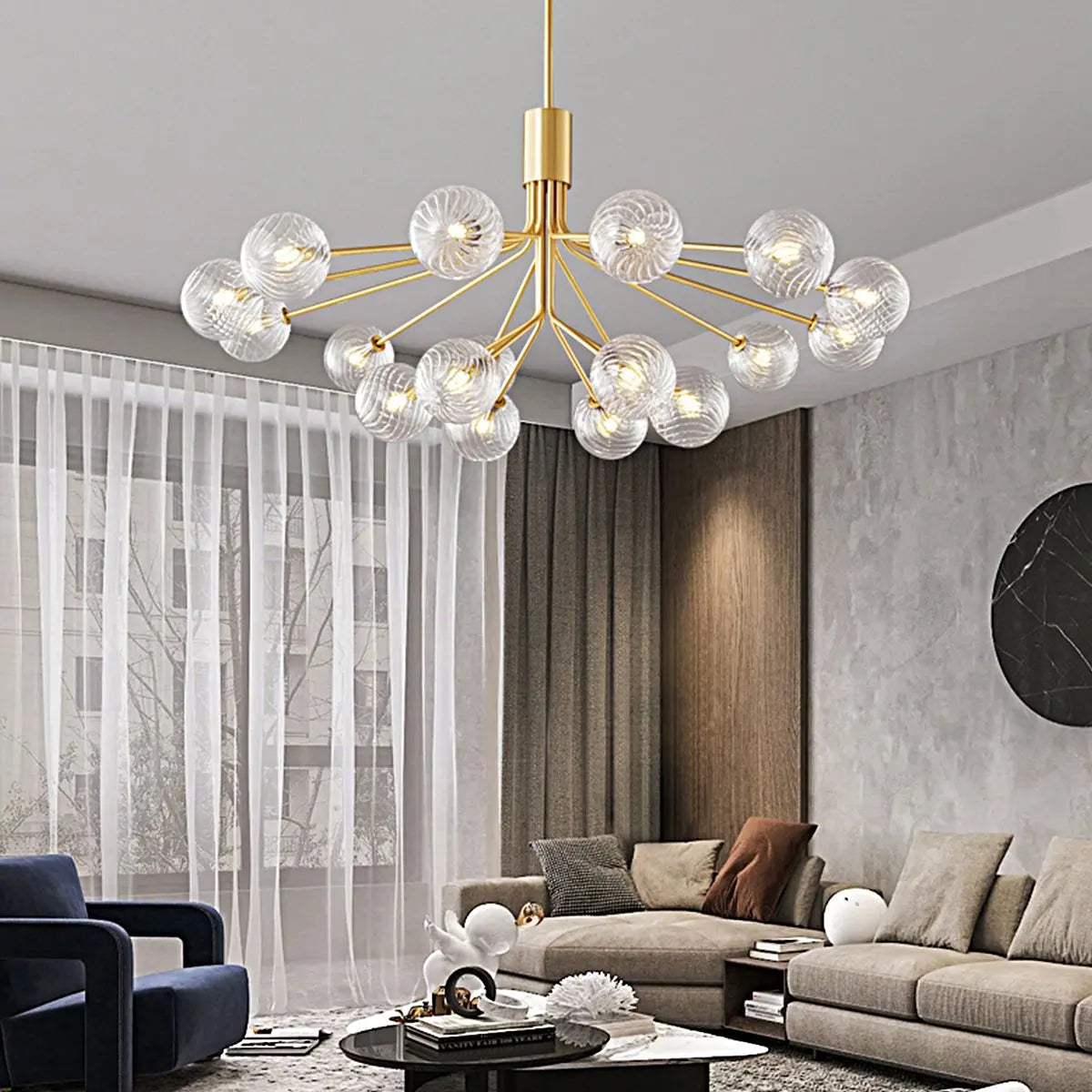 Feyran All Copper Magic Bean Glass Chandelier