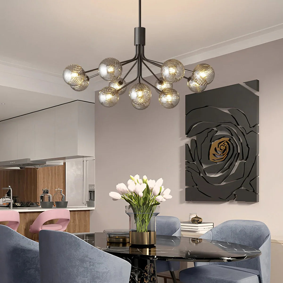 Feyran All Copper Magic Bean Glass Chandelier