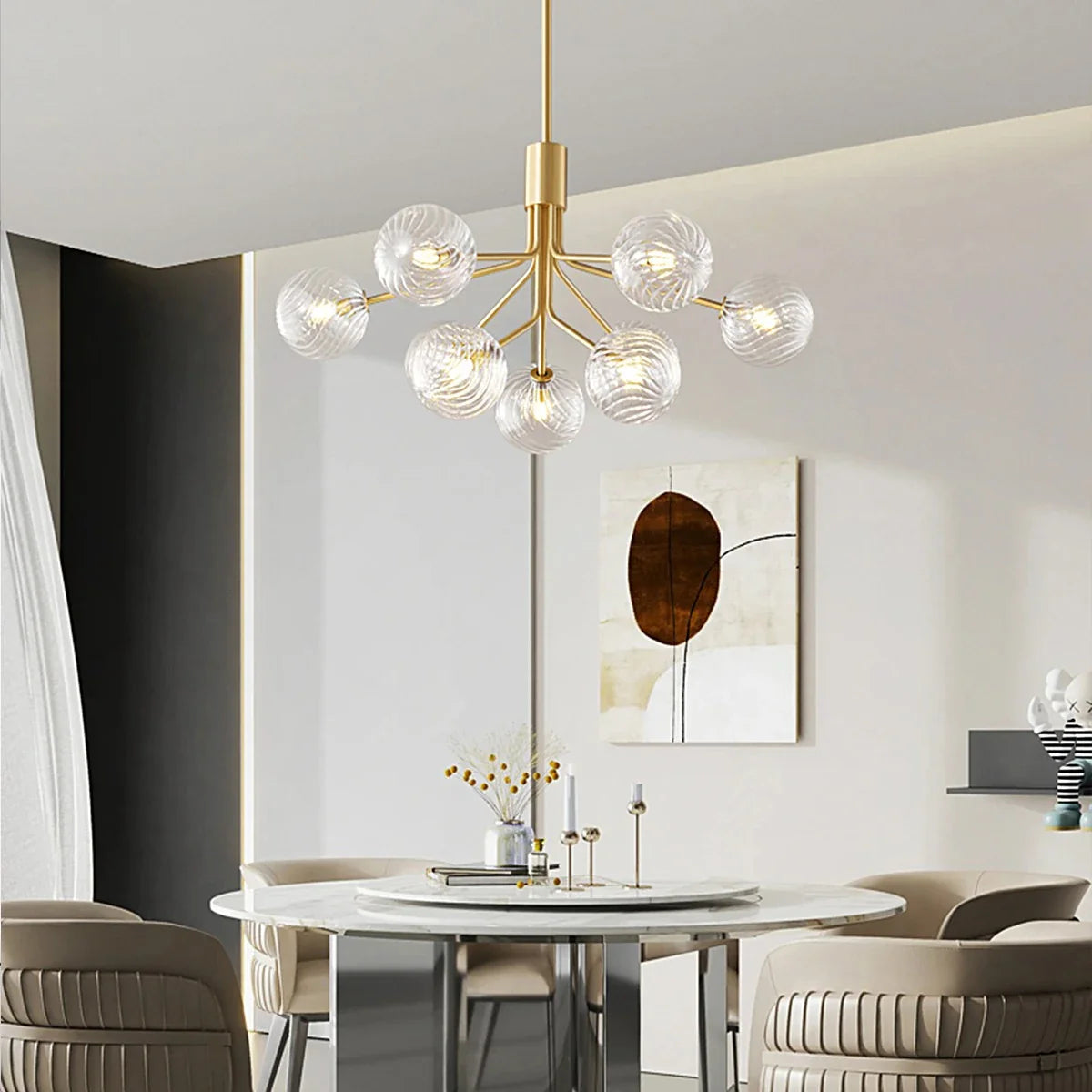 Feyran All Copper Magic Bean Glass Chandelier