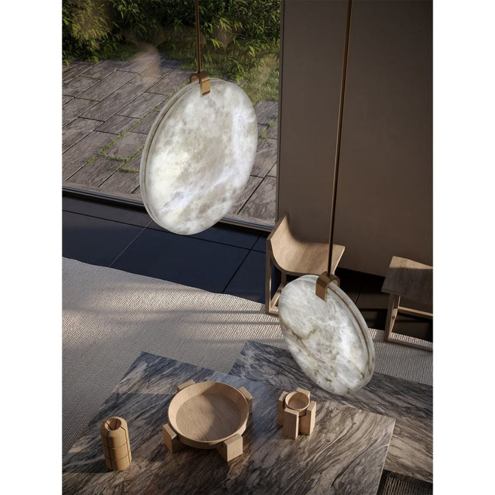 Alabaster Disc Pendant Light-Pendant-Feyran-D 9.8''-Feyran