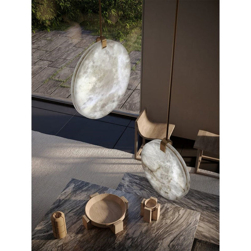 Alabaster Disc Pendant Light-Pendant-Feyran-D 9.8''-Feyran