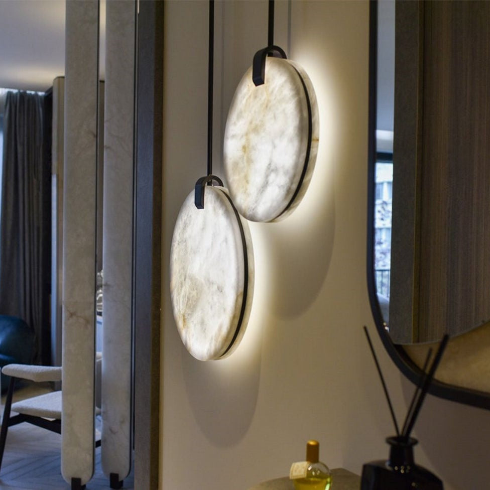 Alabaster Disc Pendant Light-Pendant-Feyran-D 9.8''-Feyran