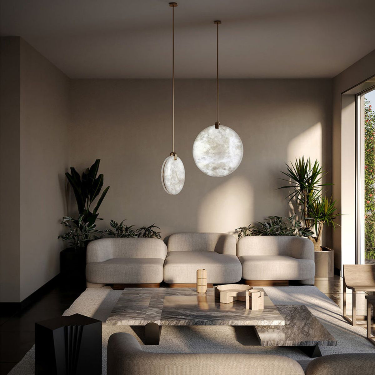 Alabaster Disc Pendant Light-Pendant-Feyran-D 9.8''-Feyran