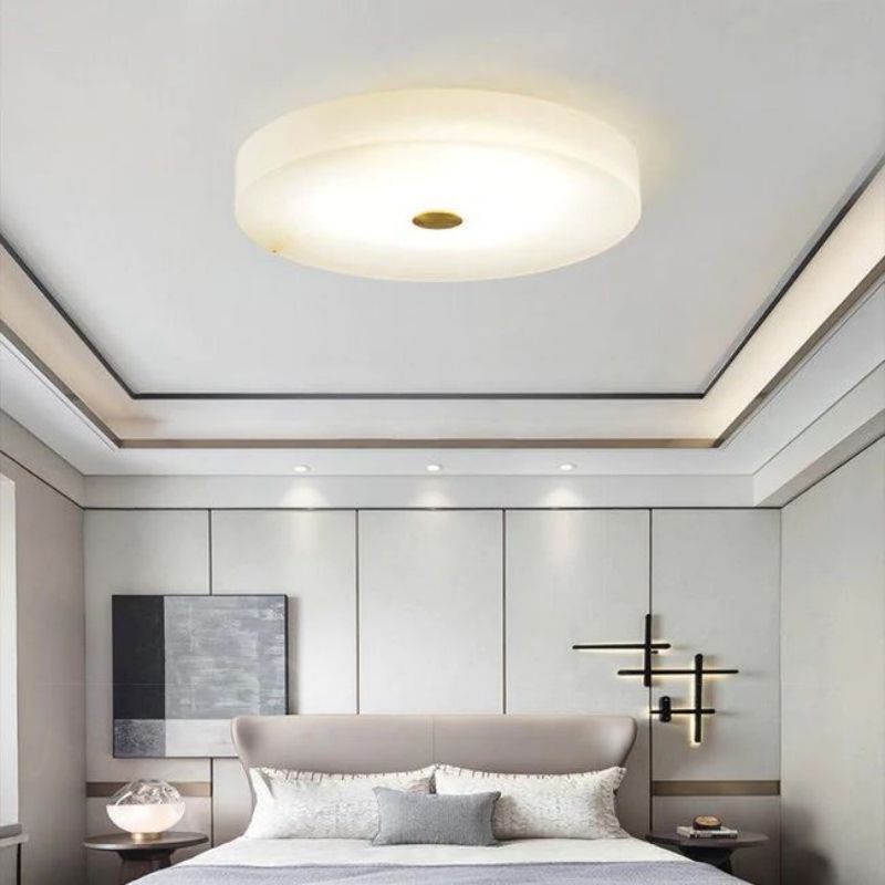 Alabaster Flush Mounted Round Led Chandelier chandeliers for dining room,chandeliers for stairways,chandeliers for foyer,chandeliers for bedrooms,chandeliers for kitchen,chandeliers for living room Rbrights 40CM