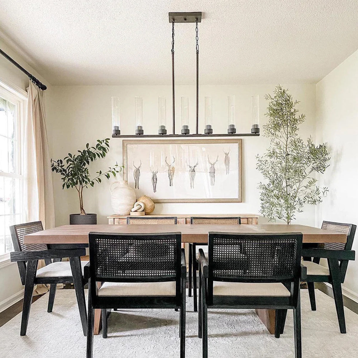 Andreas Glass Linear Chandelier Lighting-Chandelier-Feyran-Black-5 Light-Feyran