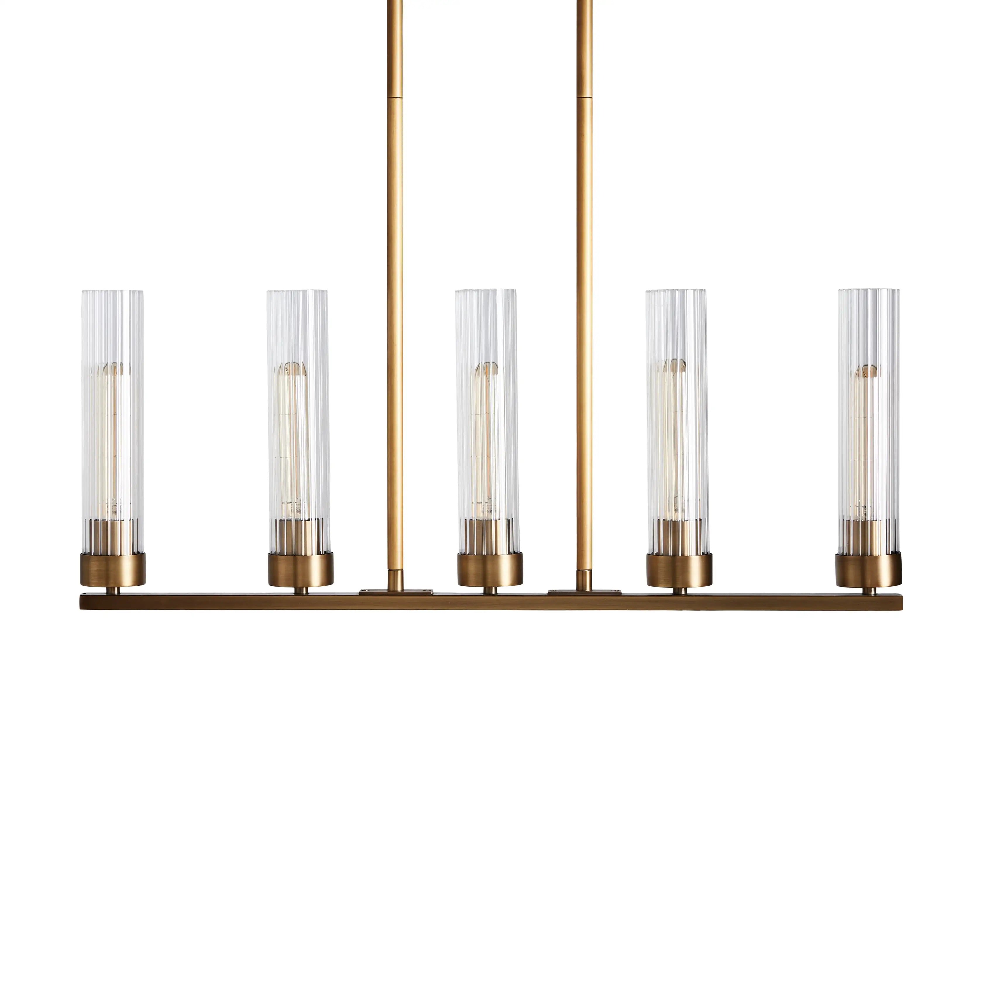 Andreas Glass Linear Chandelier Lighting-Chandelier-Feyran-Black-5 Light-Feyran