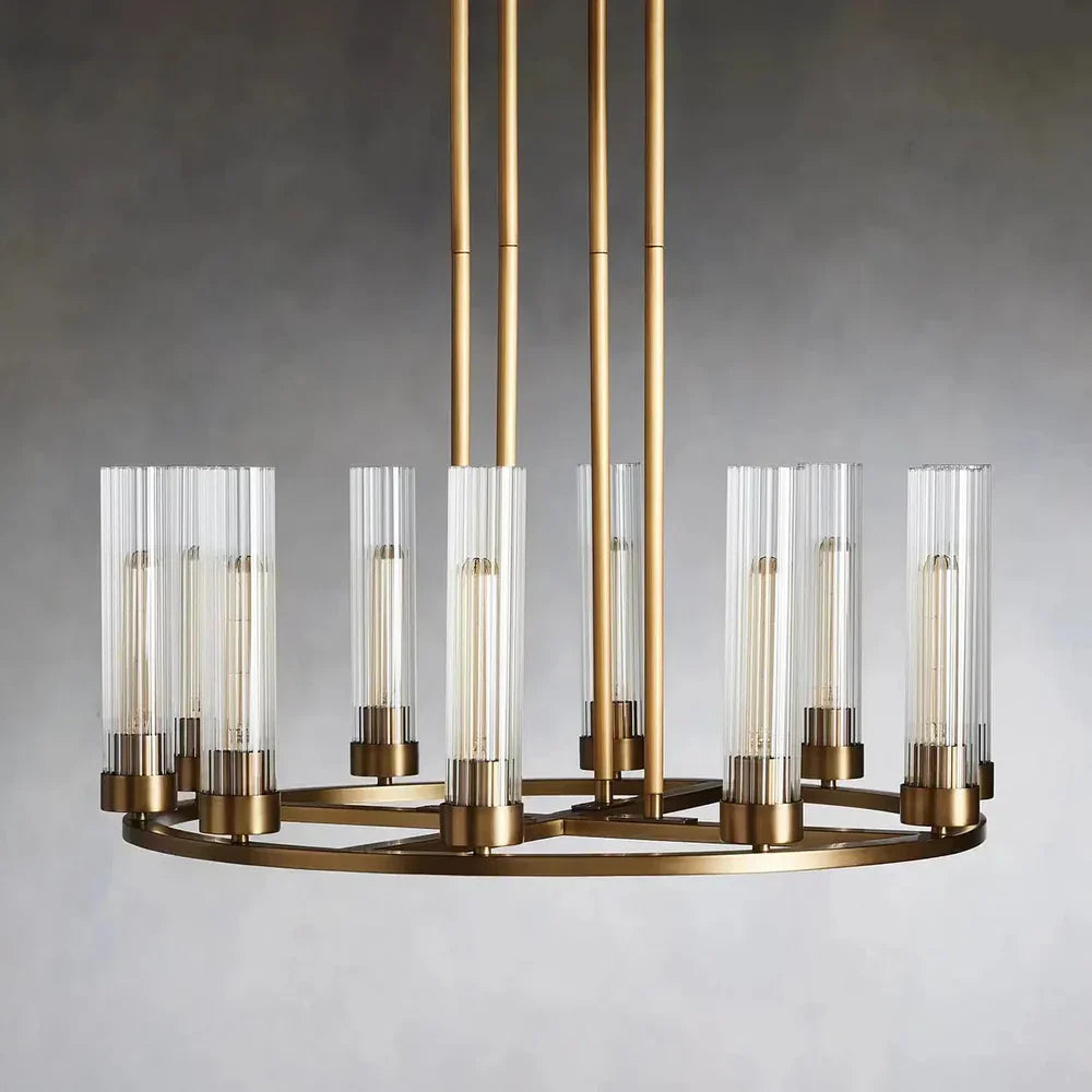 Andreas Round Glass Chandelier 30"W 40"W-Chandelier-Feyran-Black-10 Light-Feyran
