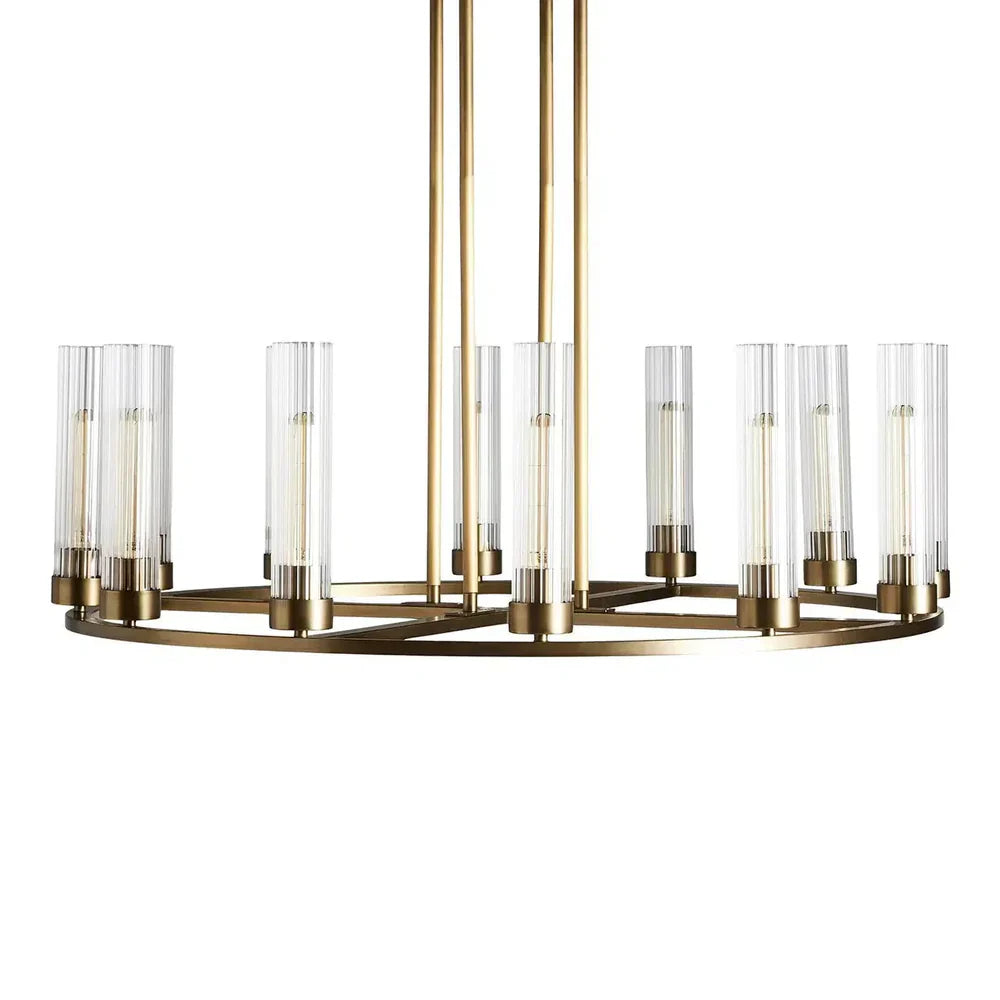Andreas Round Glass Chandelier 30"W 40"W-Chandelier-Feyran-Black-10 Light-Feyran