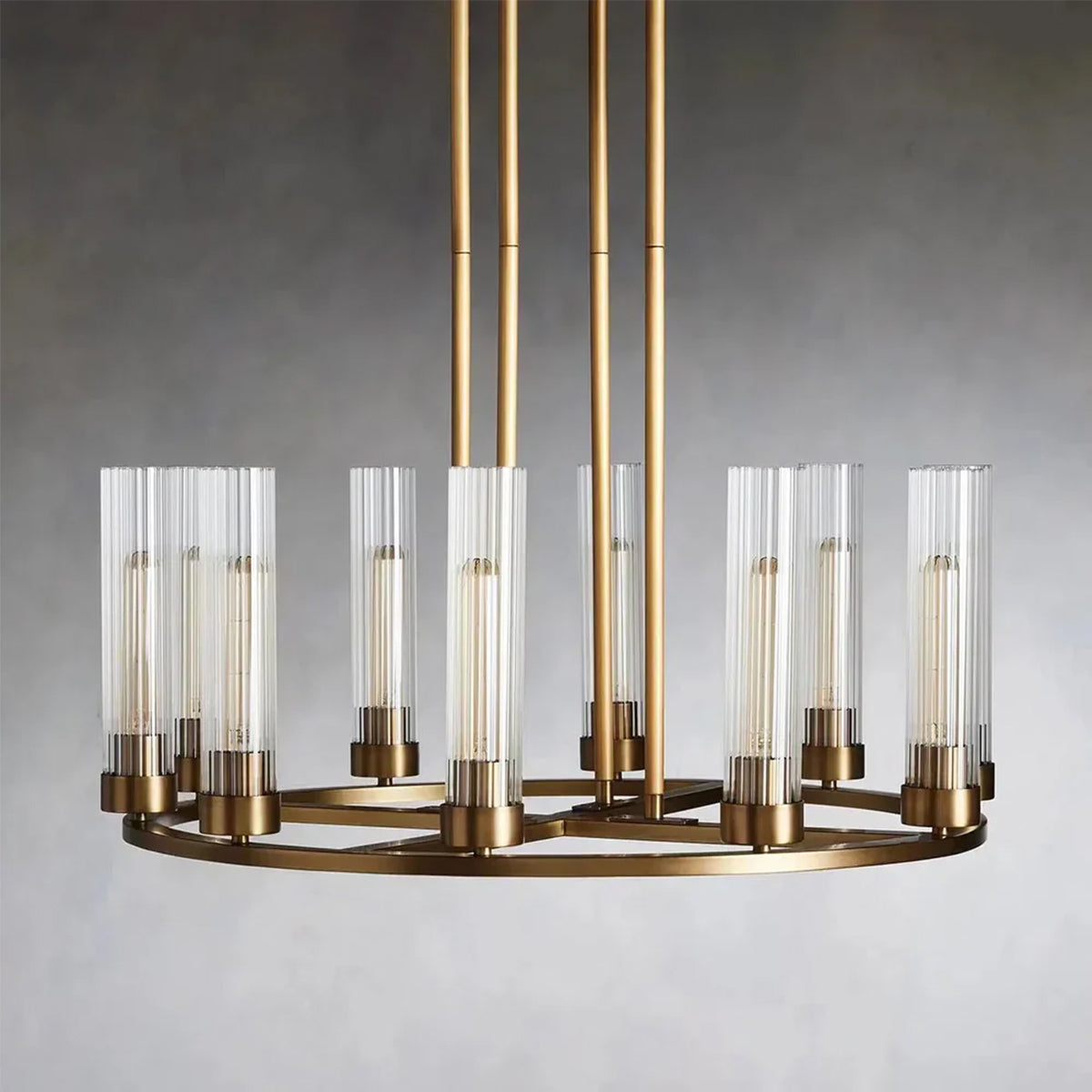 Andreas Round Glass Chandelier 30"W 40"W-Chandelier-Feyran-Black-10 Light-Feyran