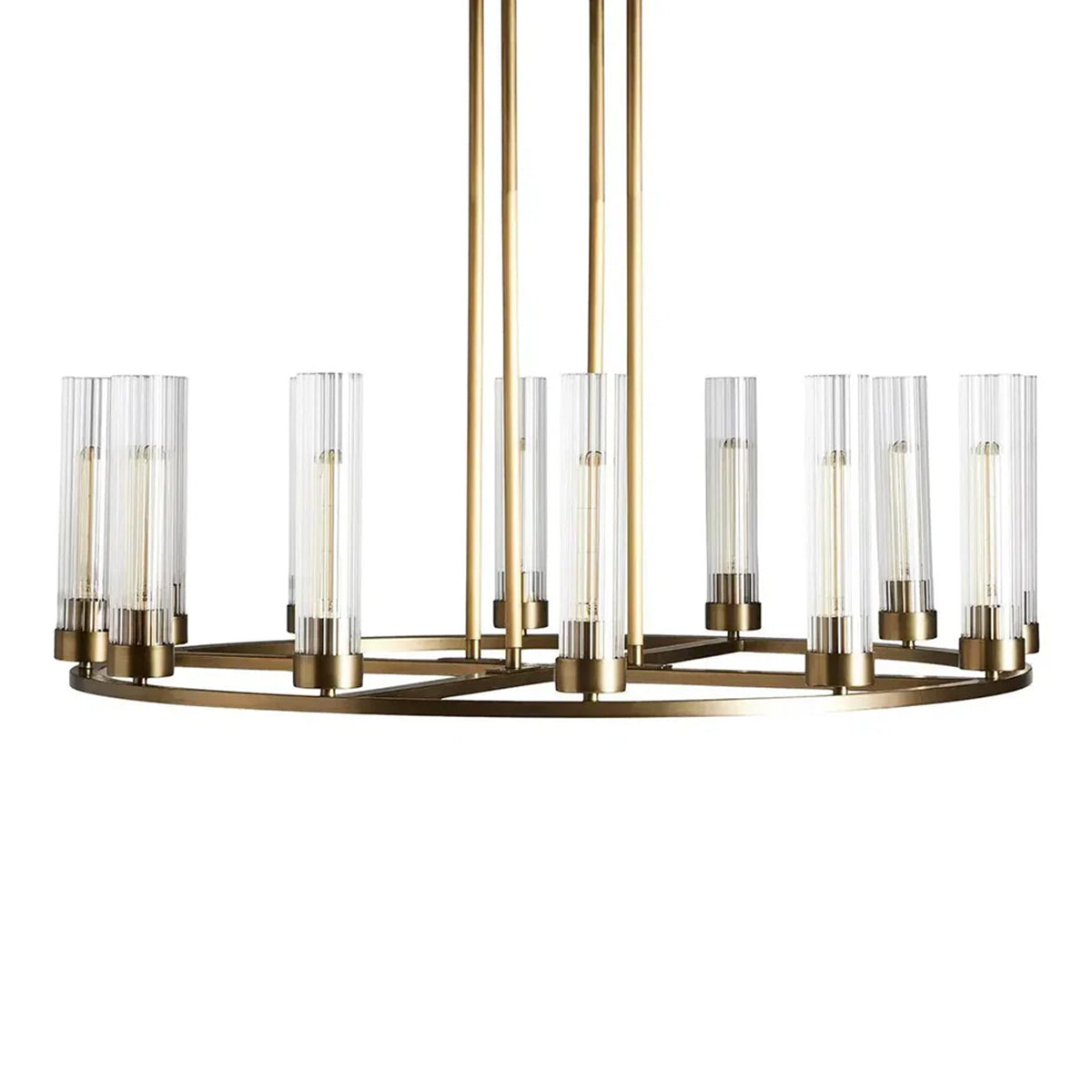 Andreas Round Glass Chandelier 30"W 40"W-Chandelier-Feyran-Black-10 Light-Feyran