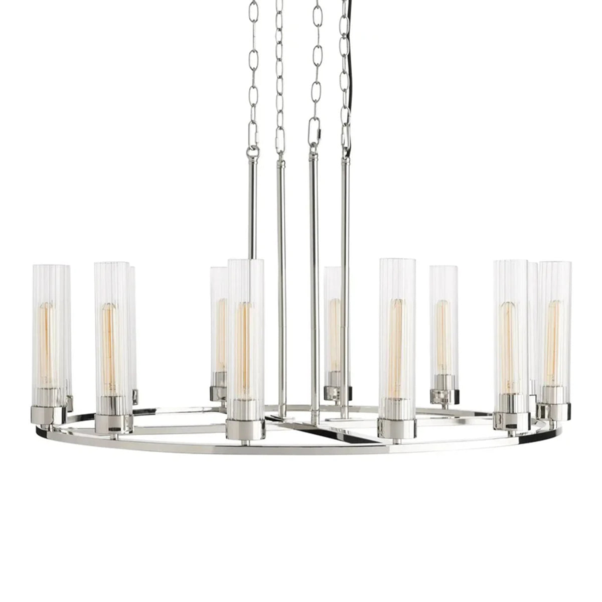 Andreas Round Glass Chandelier 30"W 40"W-Chandelier-Feyran-Polished Nickel-12 Light-Feyran