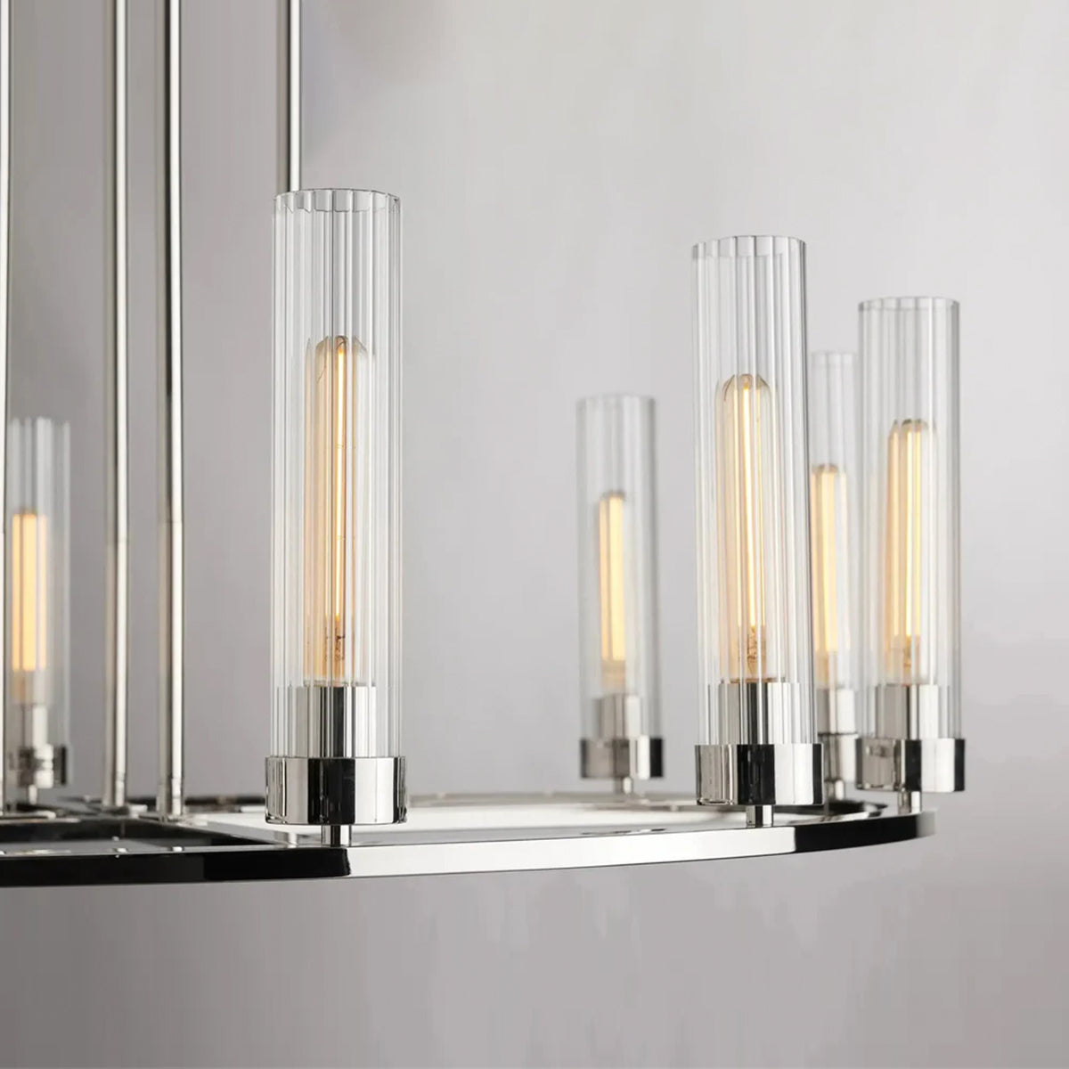 Andreas Round Glass Chandelier 30"W 40"W-Chandelier-Feyran-Black-10 Light-Feyran