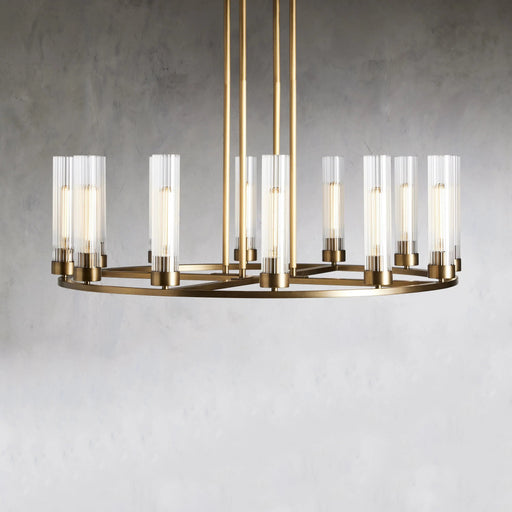 Andreas Round Glass Chandelier 30"W 40"W-Chandelier-Feyran-Brass-10 Light-Feyran