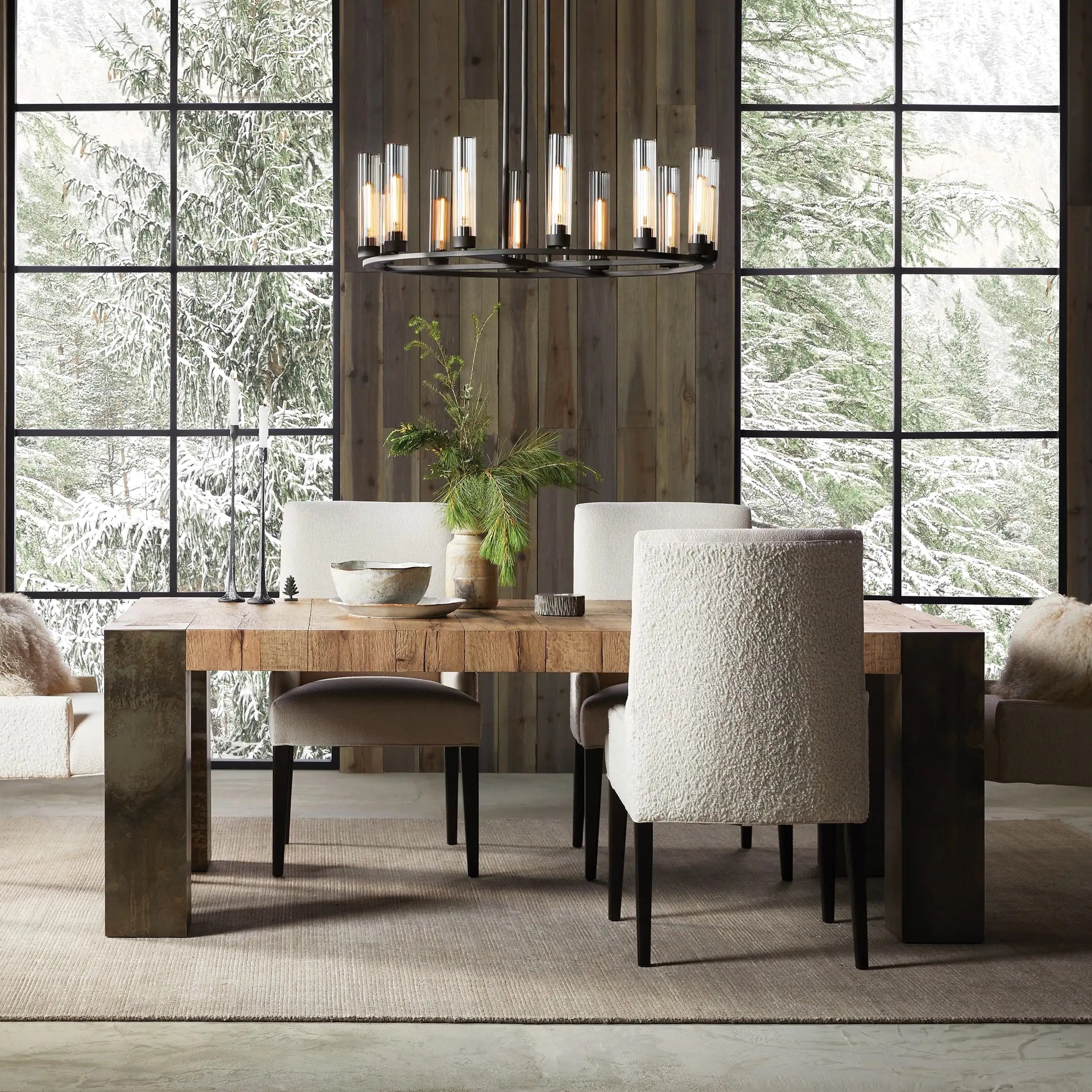 Andreas Round Glass Chandelier 30"W 40"W-Chandelier-Feyran-Black-10 Light-Feyran