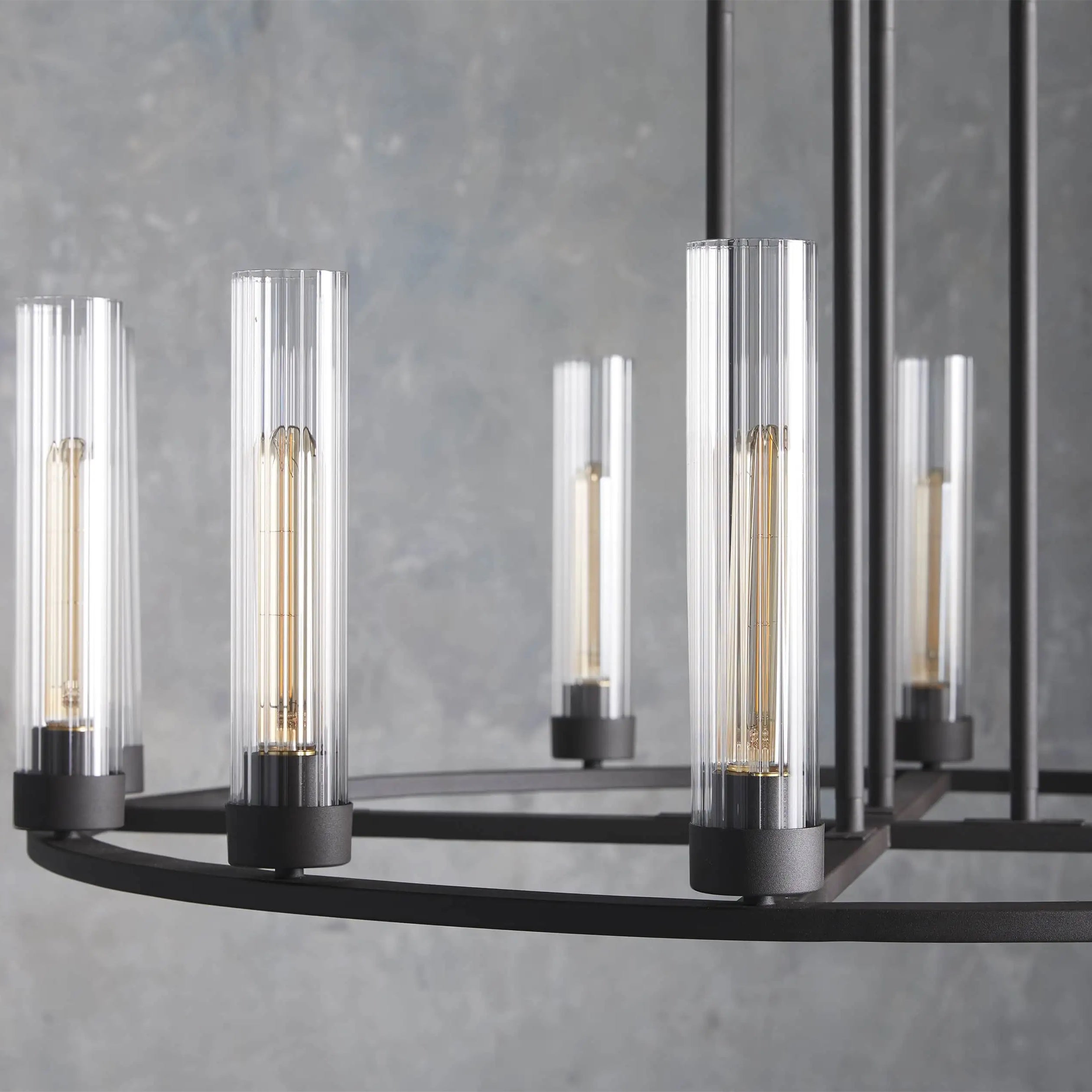 Andreas Round Glass Chandelier 30"W 40"W-Chandelier-Feyran-Black-10 Light-Feyran