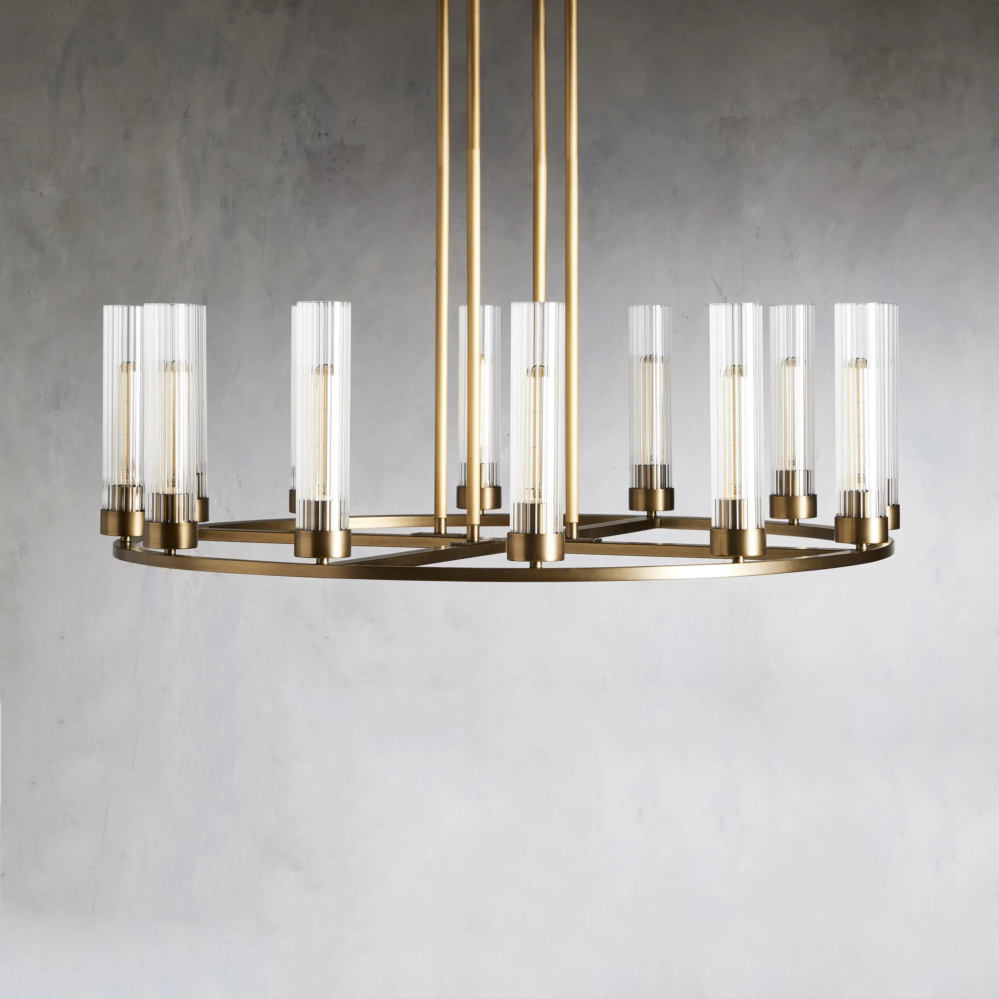 Andreas Round Glass Chandelier 30"W 40"W-Chandelier-Feyran-Black-10 Light-Feyran