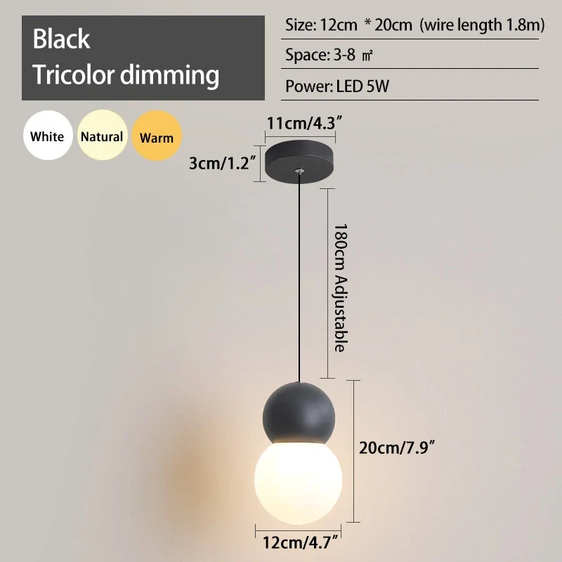 Feyran Cream Style Globe Pendant Light Small Bedside Lamp