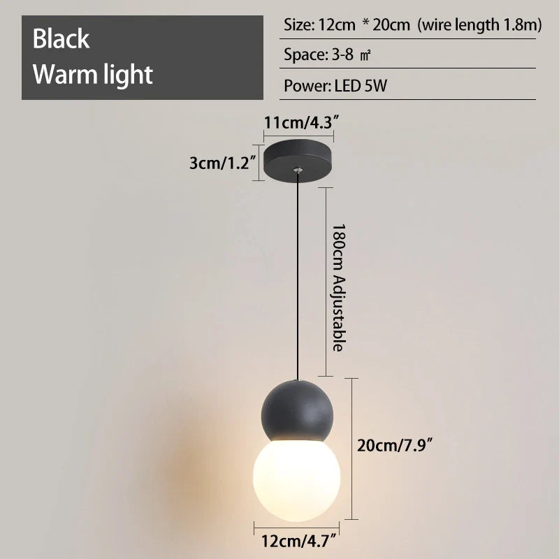 Feyran Cream Style Globe Pendant Light Small Bedside Lamp