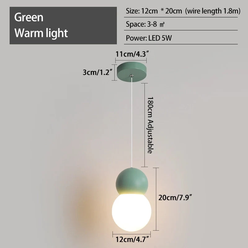 Feyran Cream Style Globe Pendant Light Small Bedside Lamp