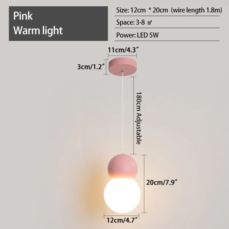 Feyran Cream Style Globe Pendant Light Small Bedside Lamp