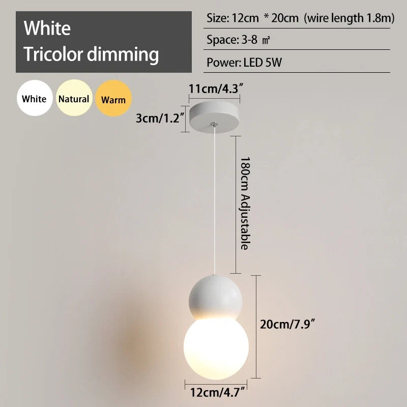 Feyran Cream Style Globe Pendant Light Small Bedside Lamp