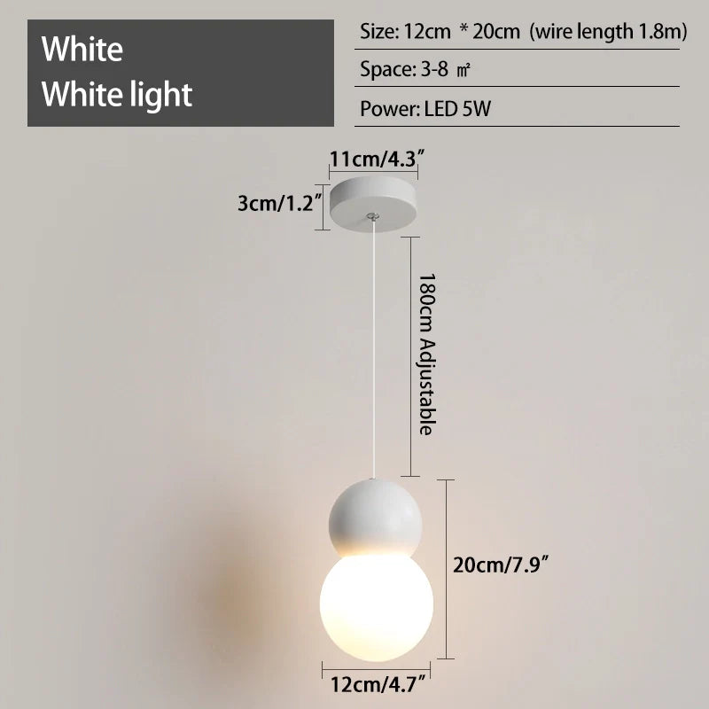 Feyran Cream Style Globe Pendant Light Small Bedside Lamp