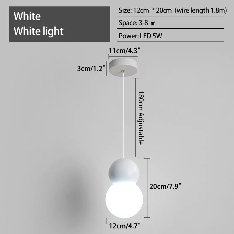 Feyran Cream Style Globe Pendant Light Small Bedside Lamp
