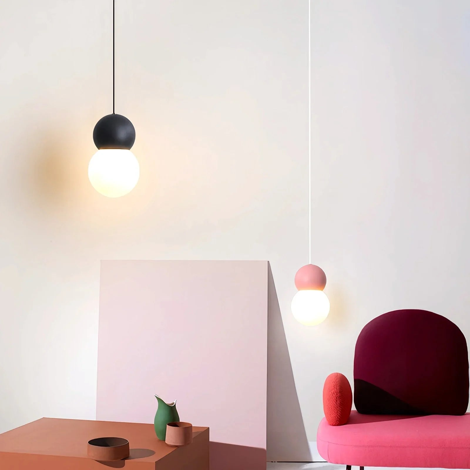 Feyran Cream Style Globe Pendant Light Small Bedside Lamp